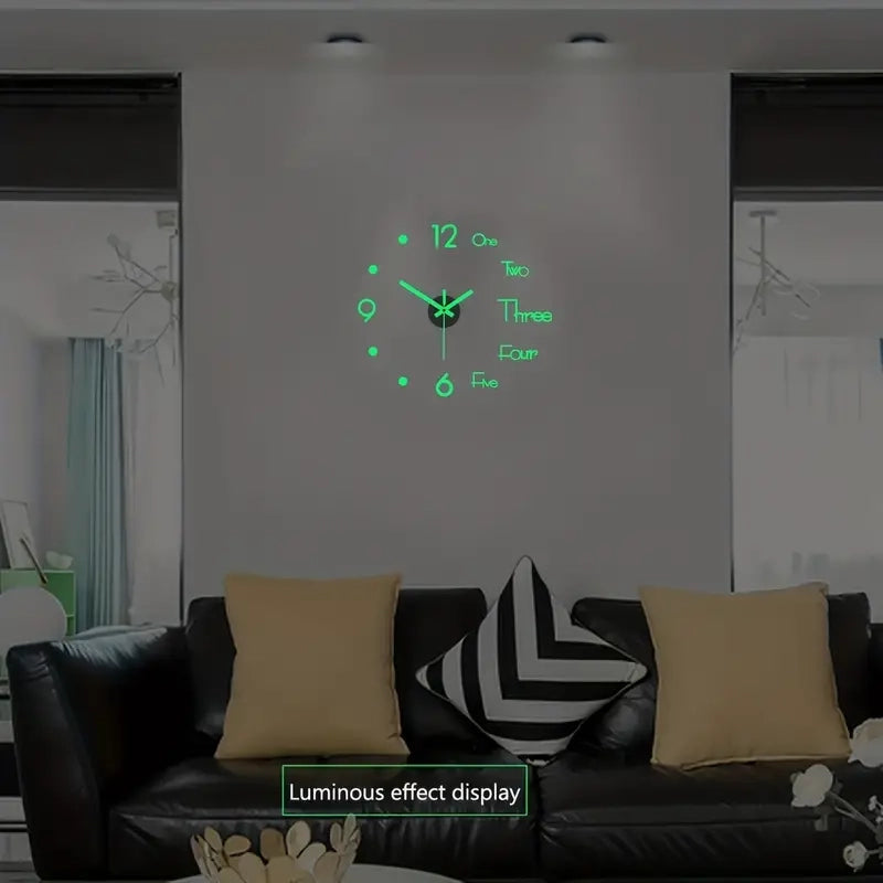 Large 3D Frameless Wall Clock Stickers