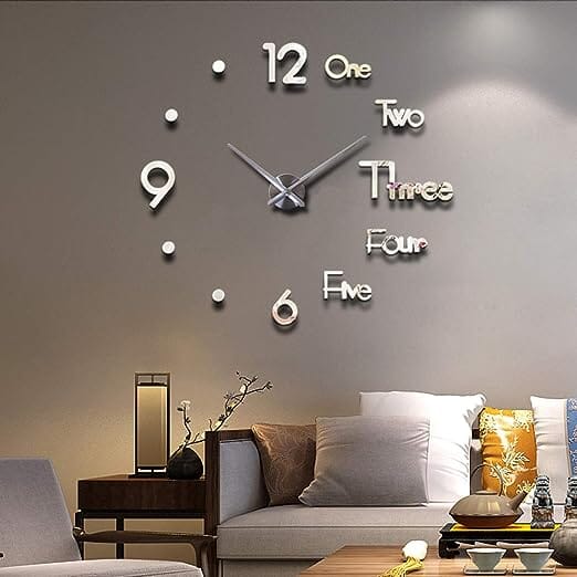 Large 3D Frameless Wall Clock Stickers