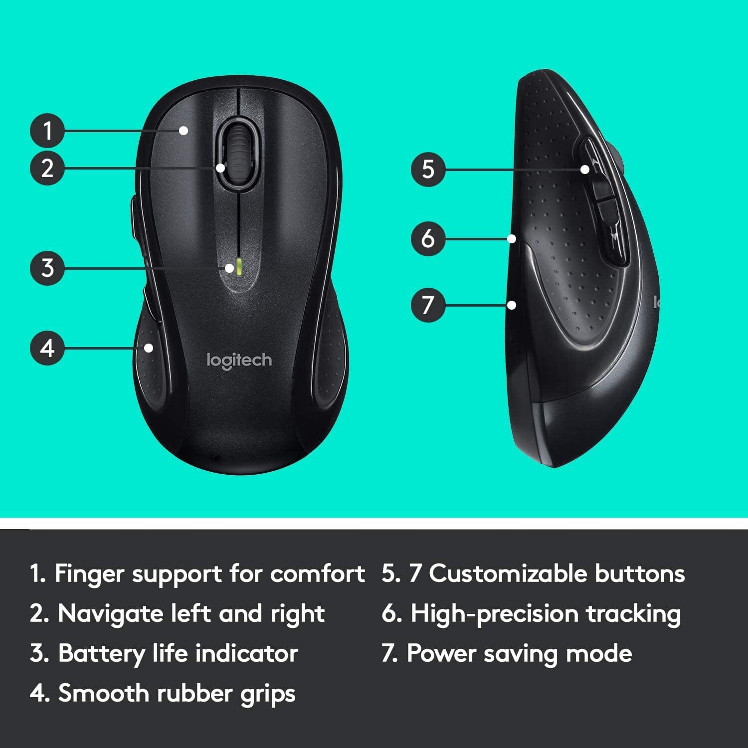 Logitech M510 Wireless Computer Mouse w/Unifying Receiver (Refurbished)