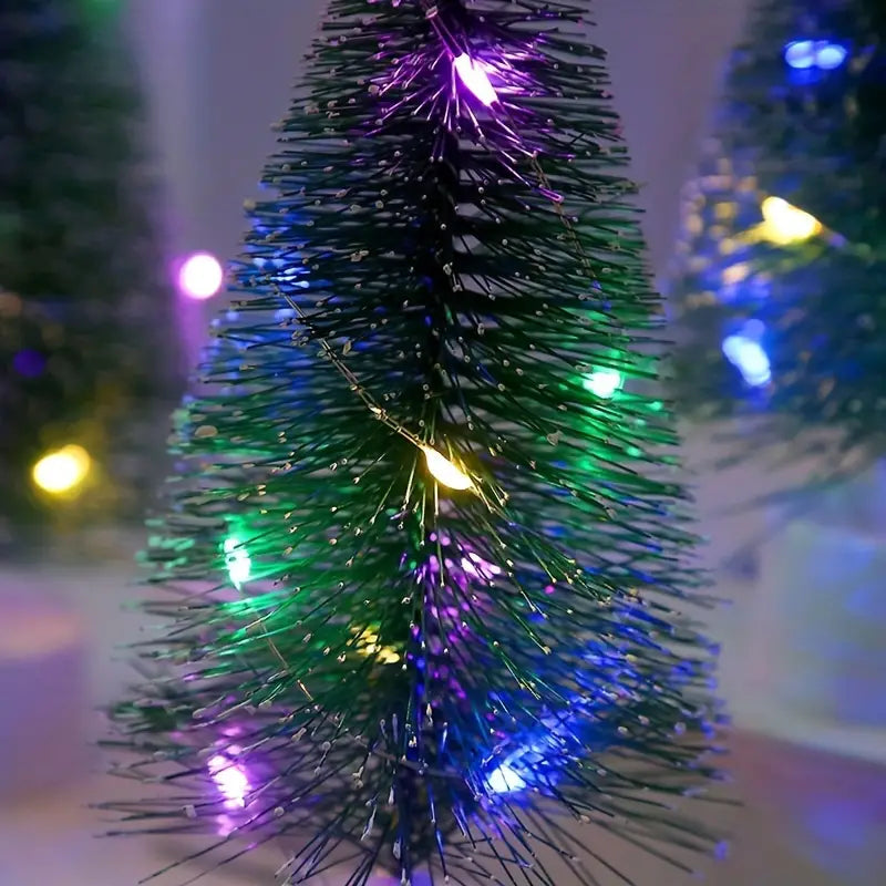 Mini Lighted Colorful Christmas Tree with LED Night Light Acrylic Artificial