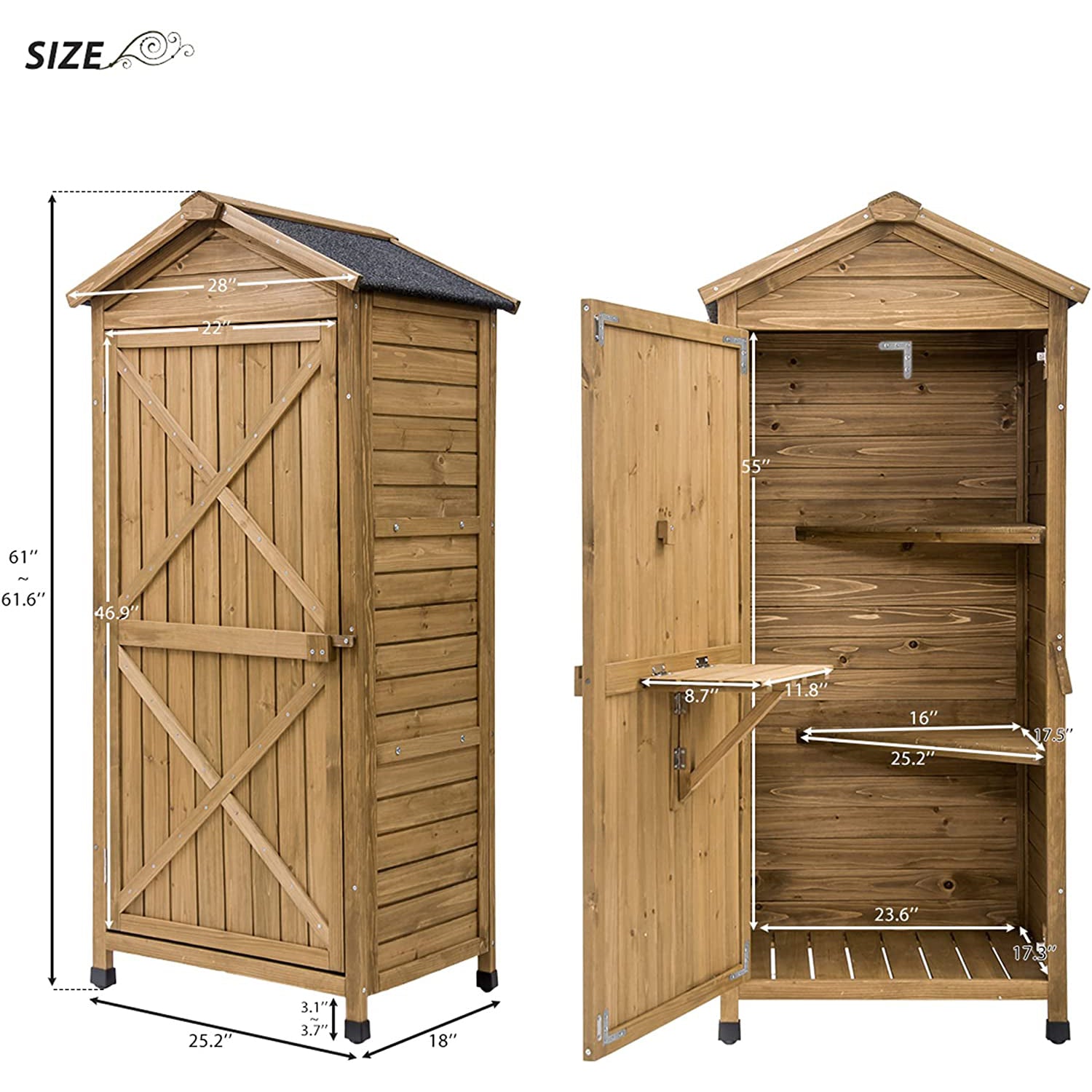 Outdoor Wooden Storage Sheds Fir Wood Lockers with Workstation