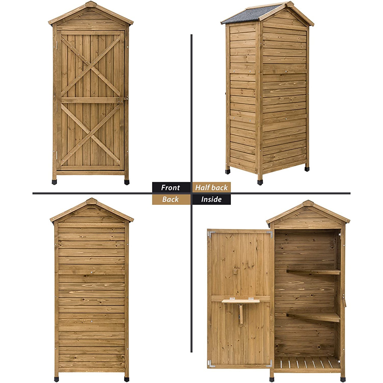 Outdoor Wooden Storage Sheds Fir Wood Lockers with Workstation