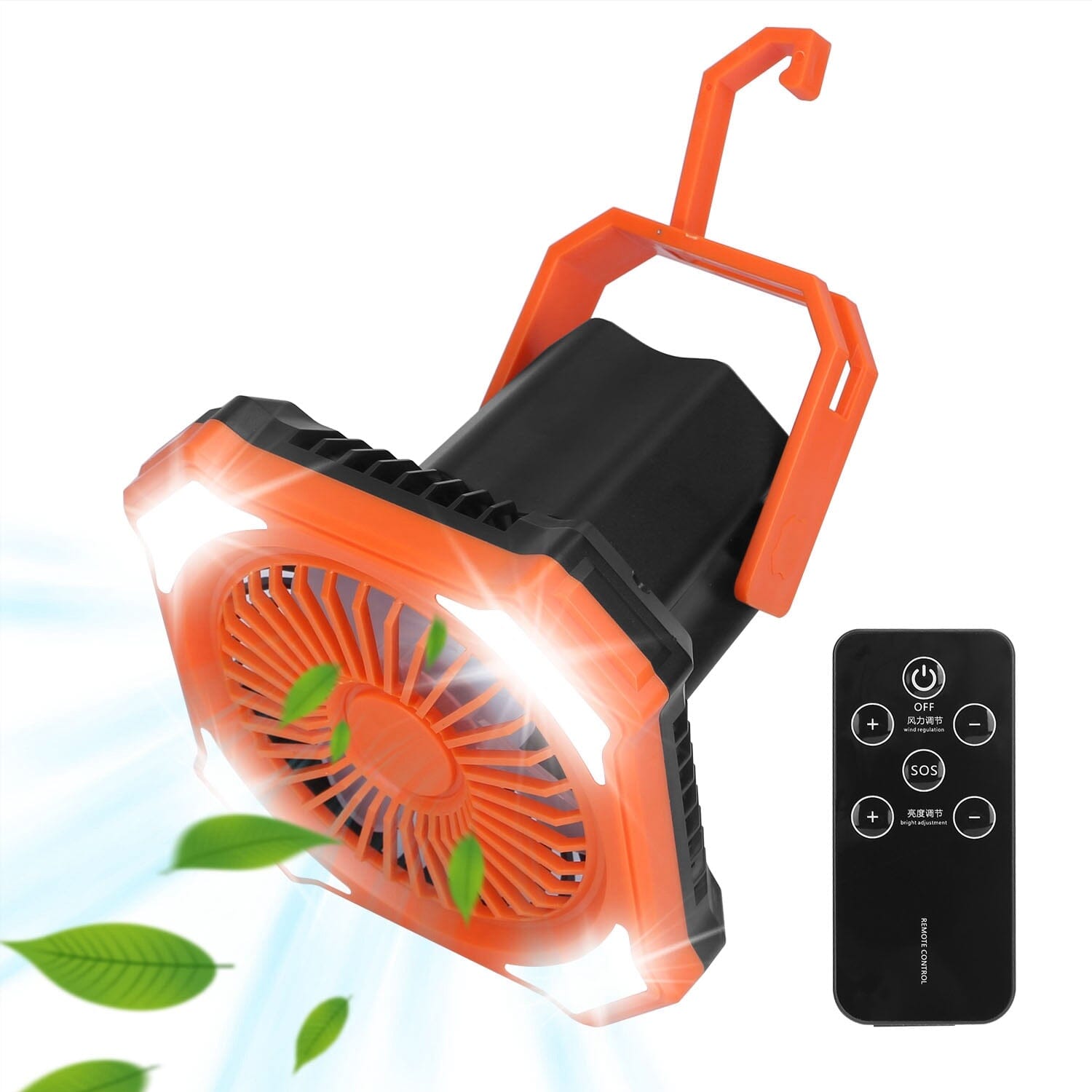 Portable Camping Lantern Fan 10000mAh Battery Powered with 4 Light Modes