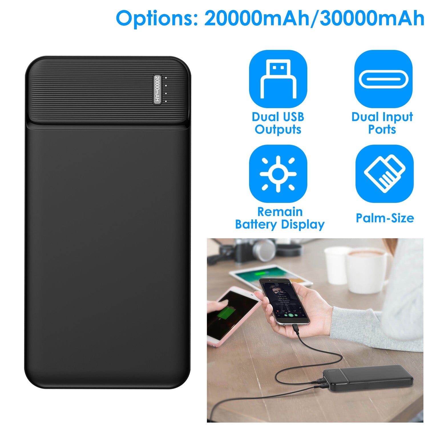 Portable Power Bank Phone Charger with 1 Micro USB Cable
