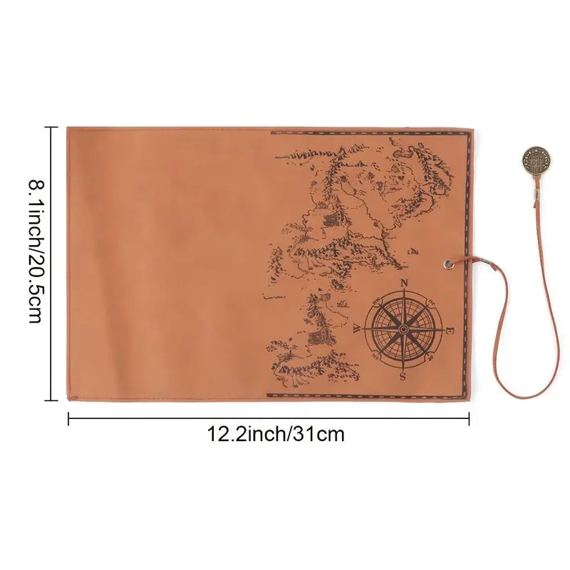 PU Leather Rollup Pen Bag Vintage Creative Map Pencil Case