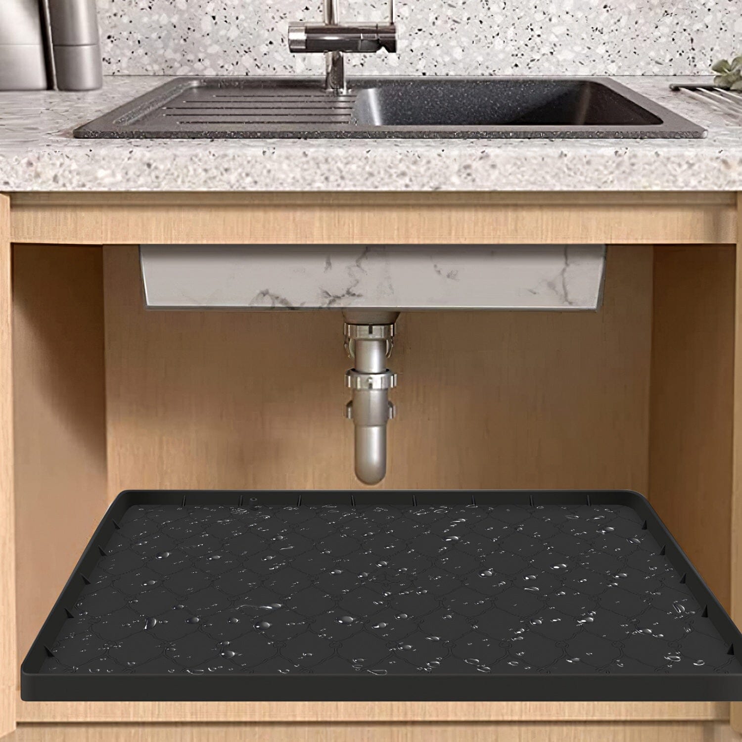 Silicone Under Sink Mat Liner with Drain Hole