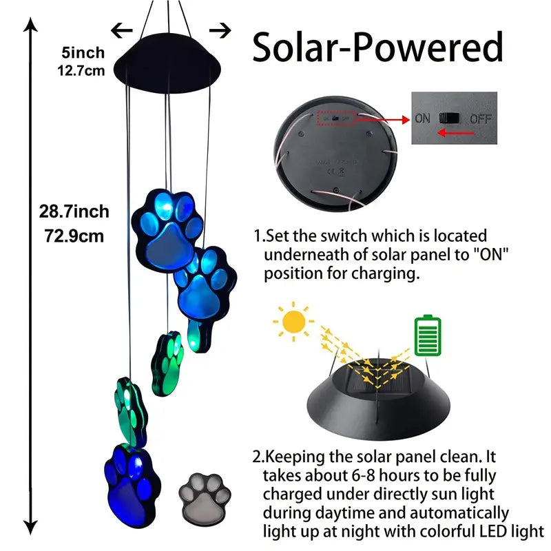 Solar Dog Claw Wind Chime Light