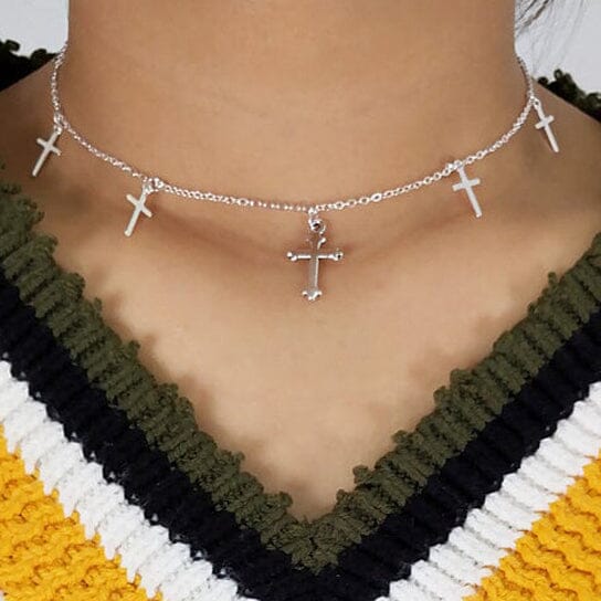Sterling Silver Cross Lariat Necklace