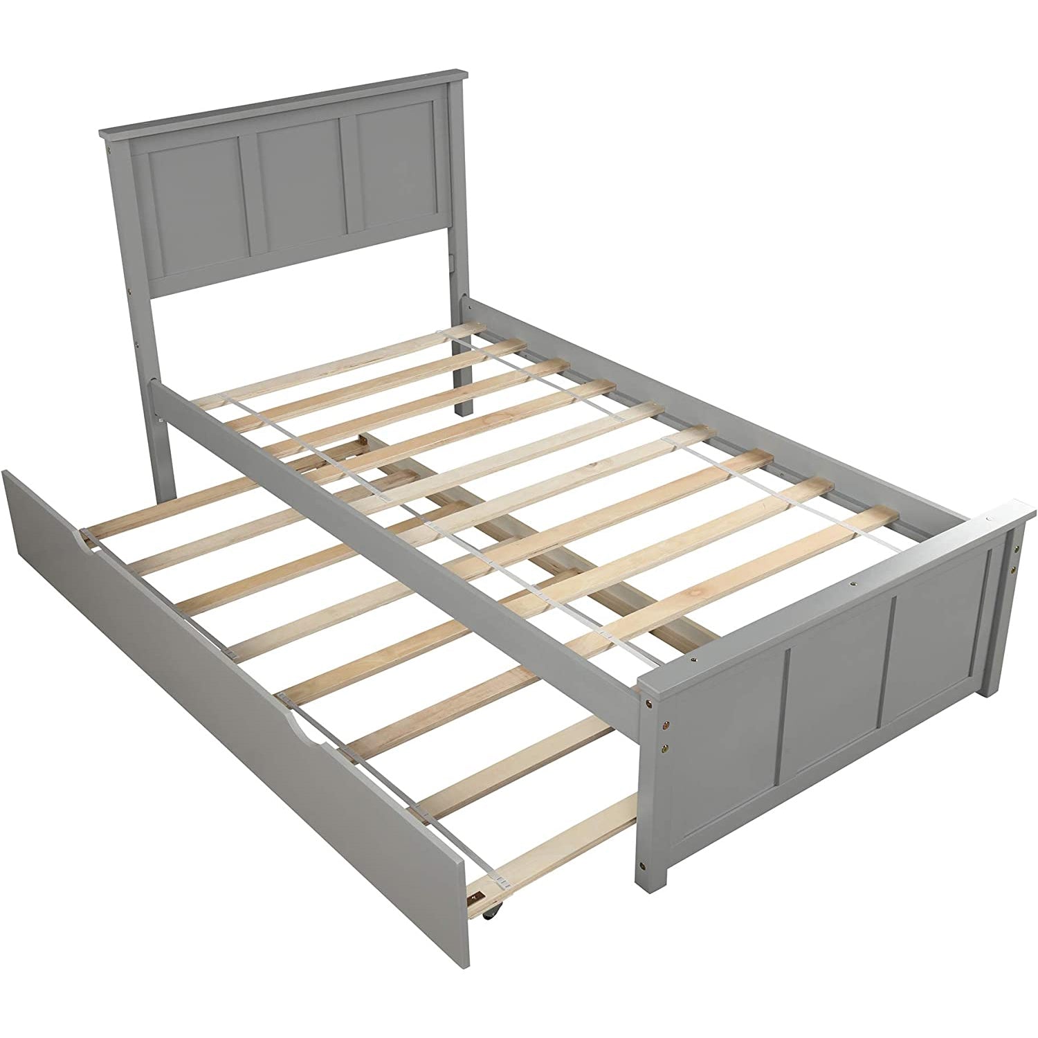 Twin Size Platform Bed with A Trundle