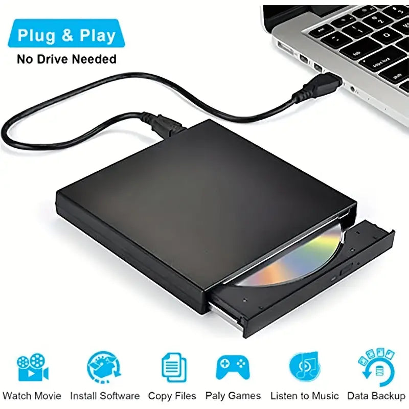 USB 2.0 Slim Protable External CD-RW Drive DVD-RW Burner Writer Player