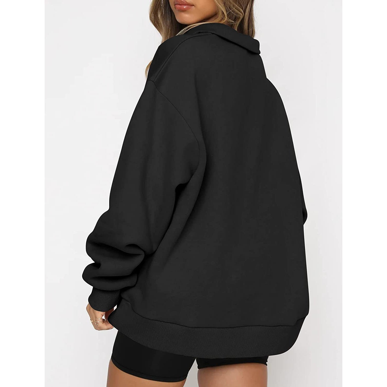 Womens Oversized Half Zip Pullover Long Sleeve Sweatshirt