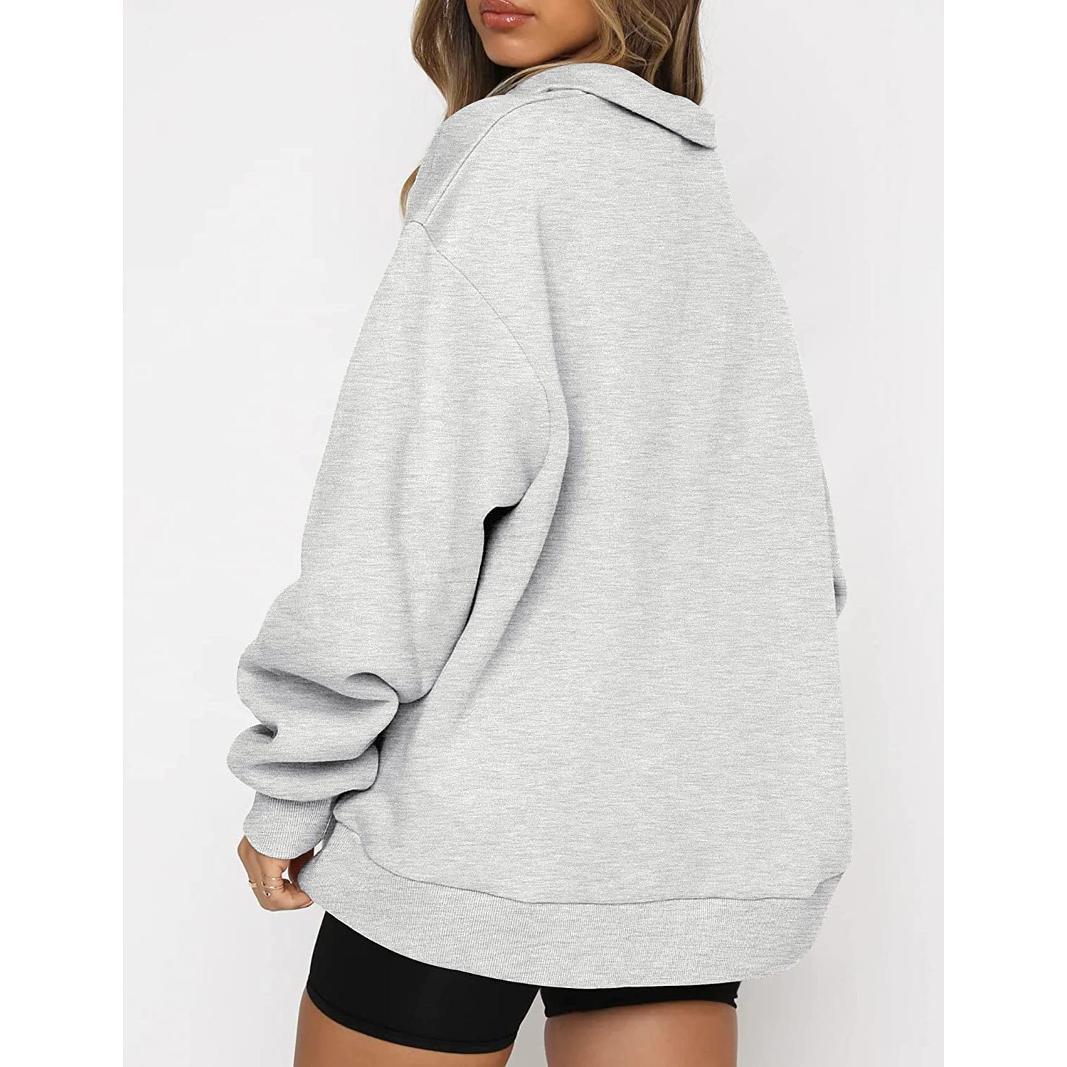 Womens Oversized Half Zip Pullover Long Sleeve Sweatshirt