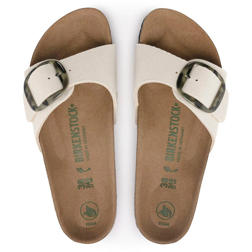 Birkenstock Madrid Vegan Big Buckle Textile in Eggshell