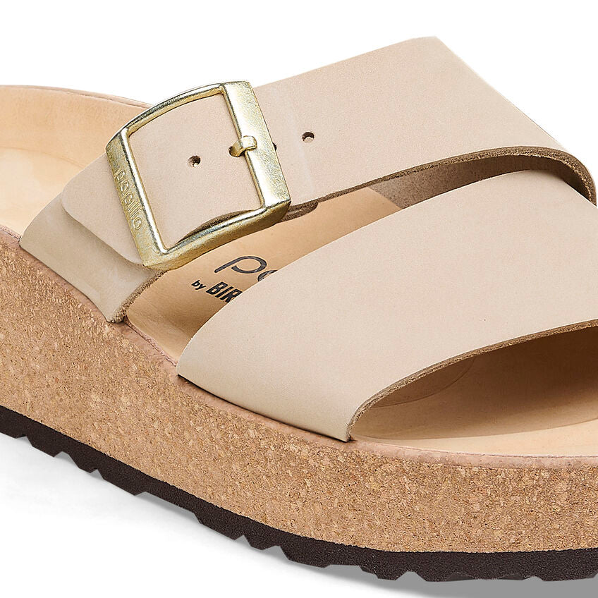 Birkenstock Almina Nubuck Leather Sandal in Sandcastle