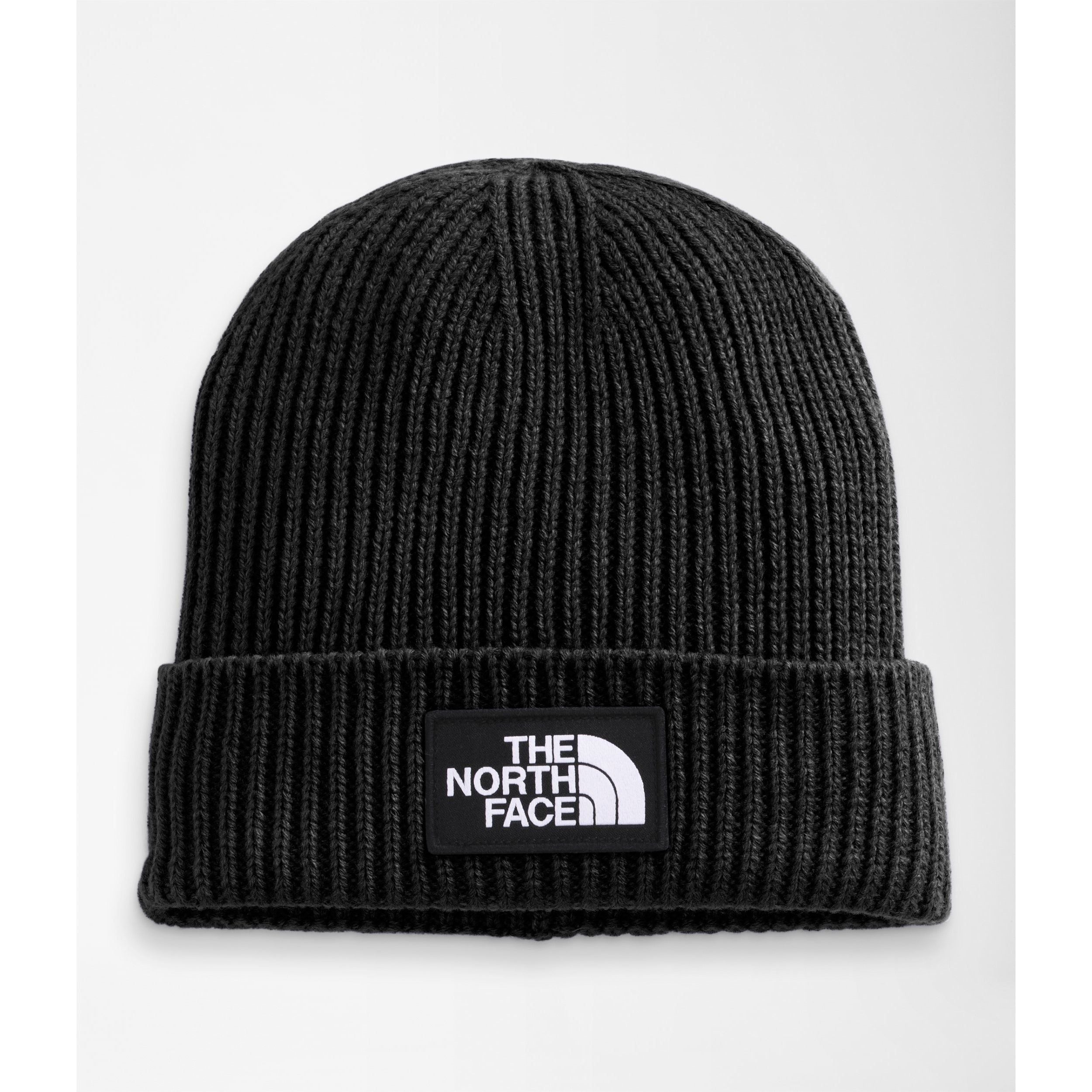 The North Face Logo Box Cuffed Beanie in TNF Black