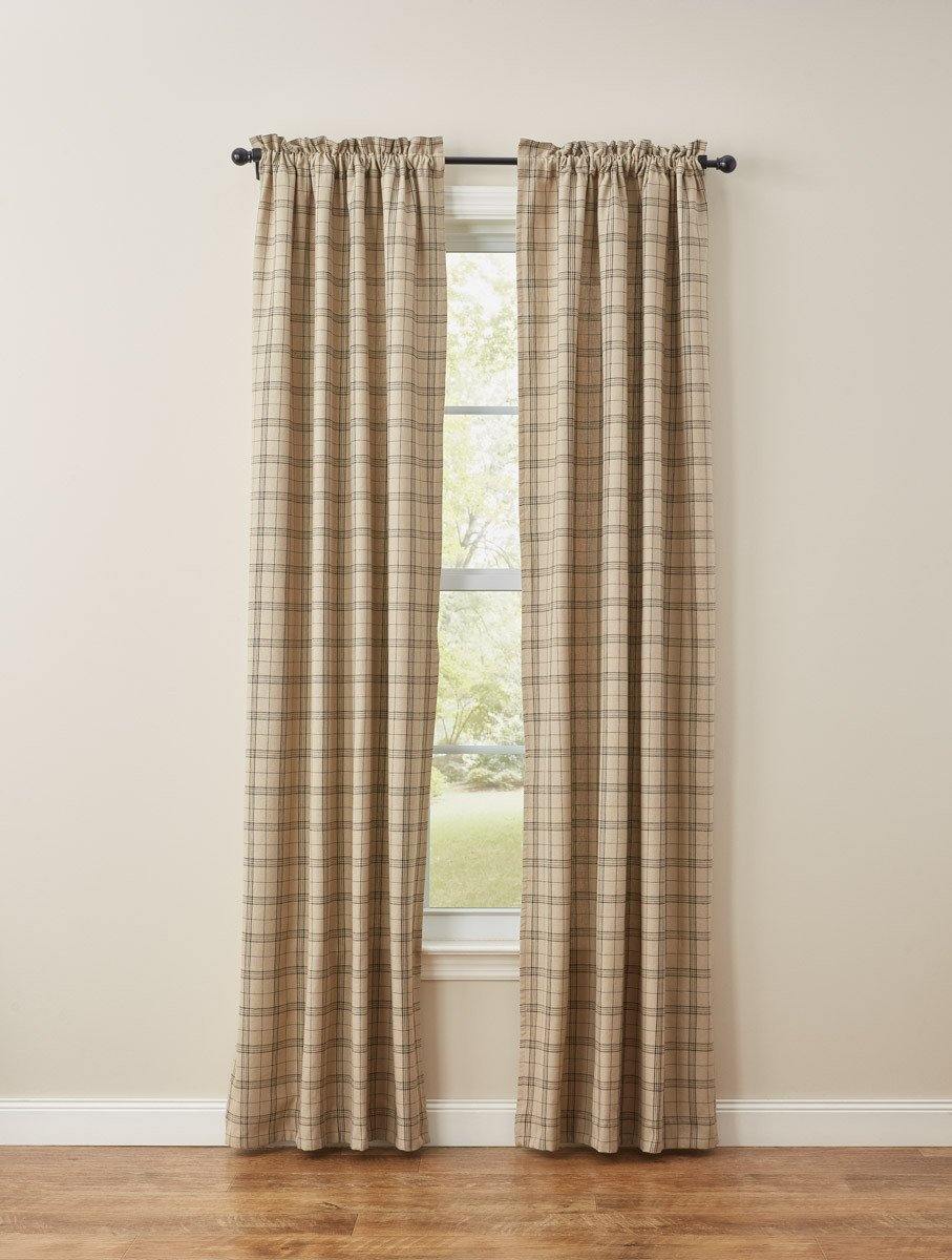 Fieldstone Plaid Lined Curtain Panel, 72W x 84L Black Park Designs Set of 2