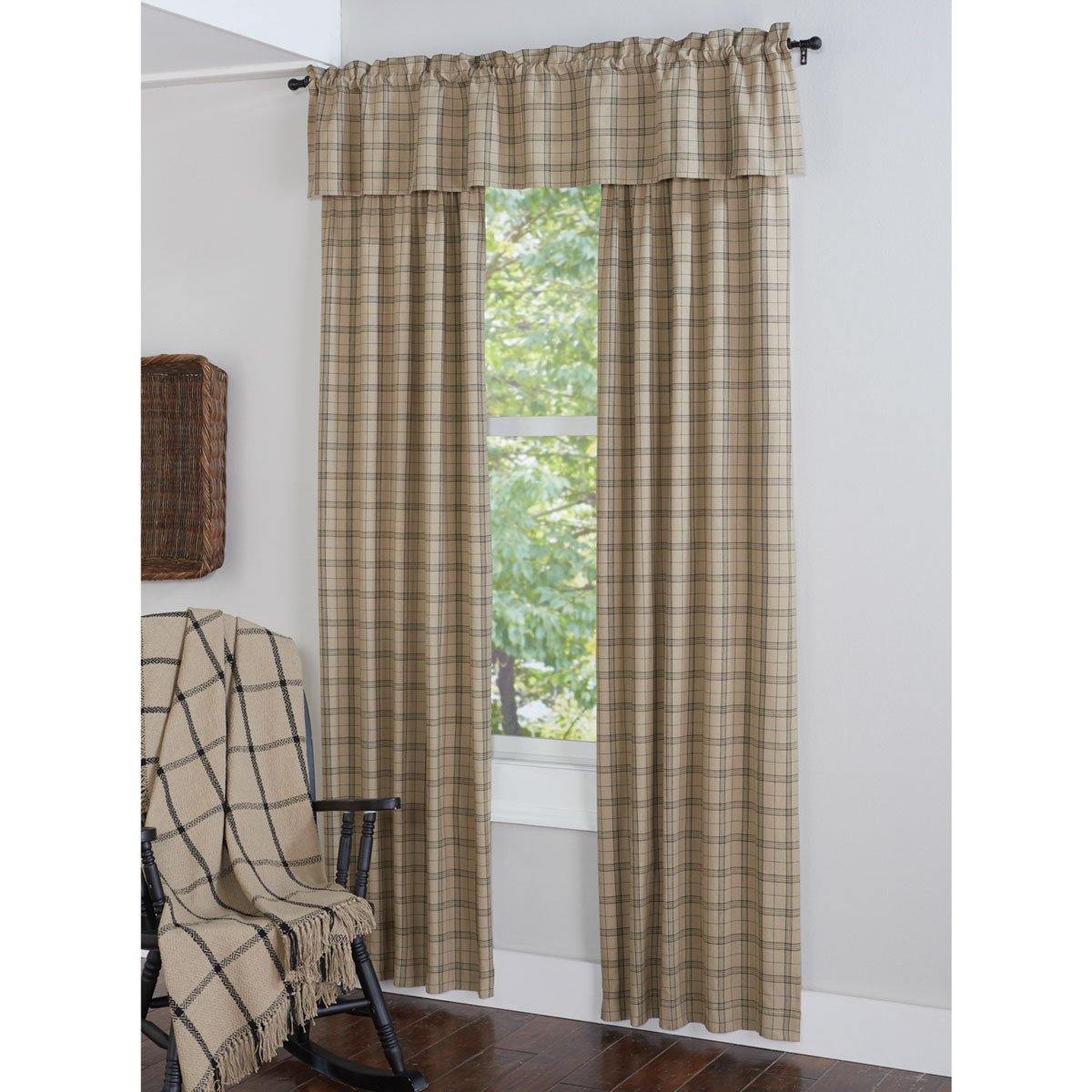 Fieldstone Plaid Lined Curtain Panel, 72W x 84L Black Park Designs Set of 2