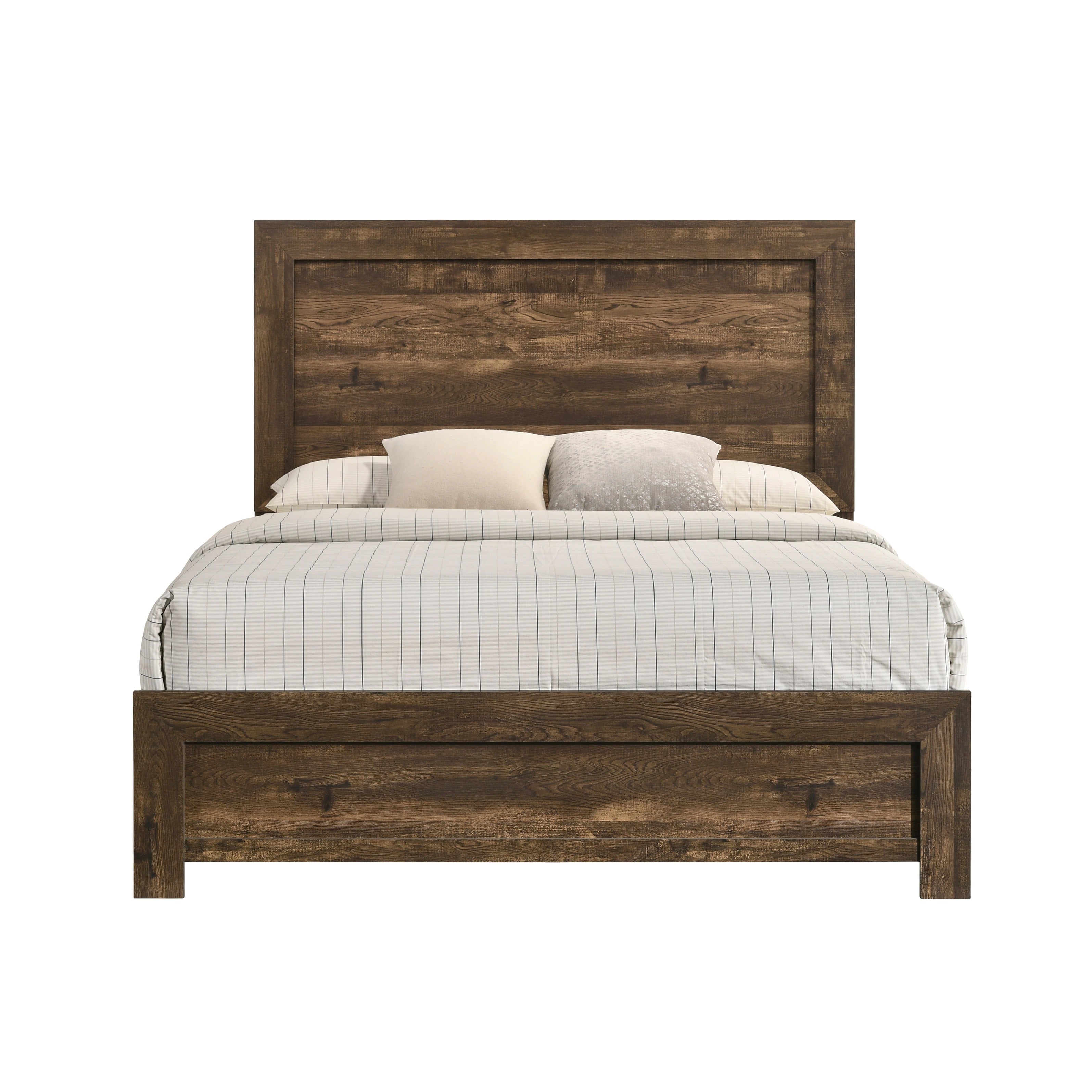 Jack Rustic Farmhouse Style Walnut Tone 2-Piece Bedroom Set with USBs