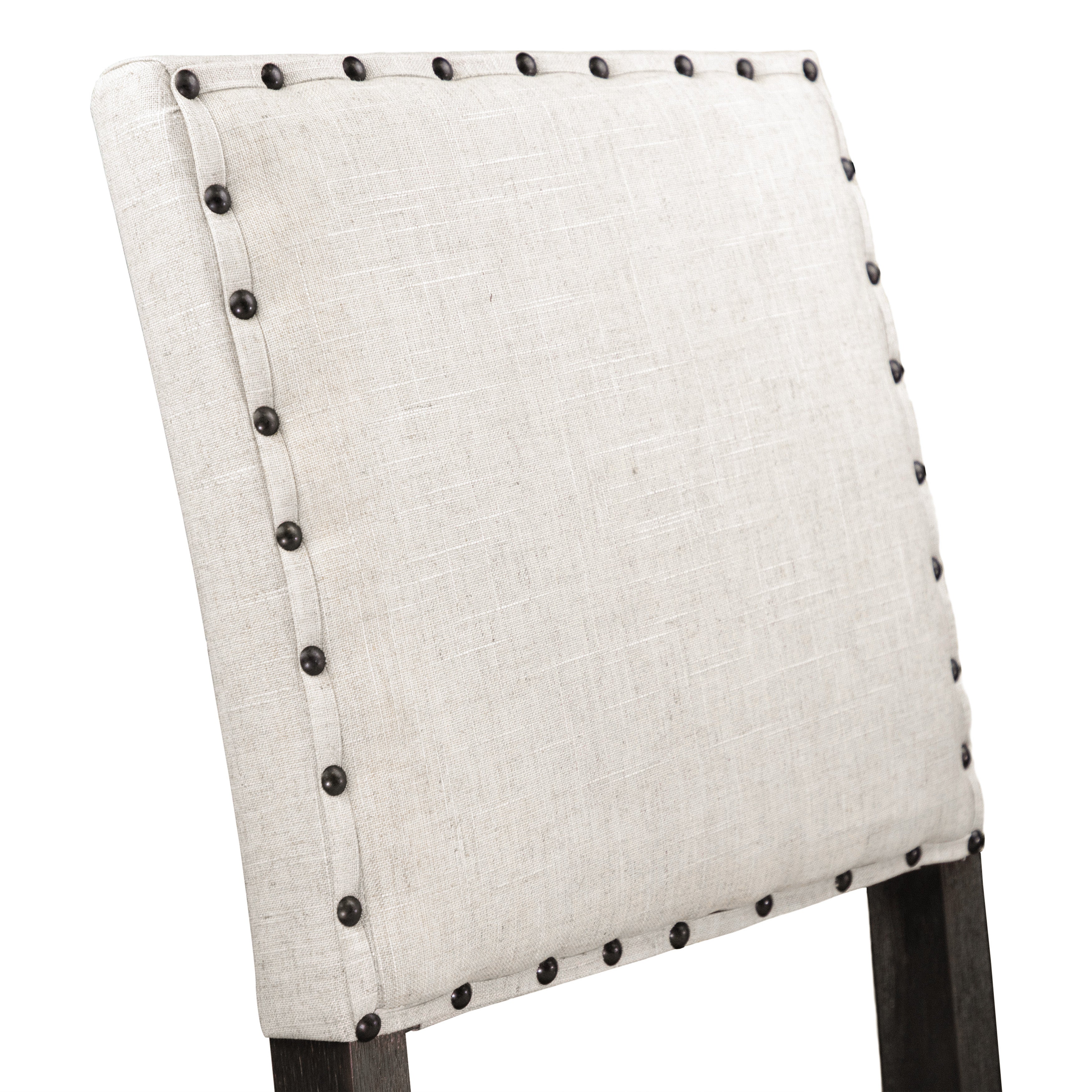 Ambrosia Off-White Fabric & Nailhead Bar Height Chairs (Set of 2)