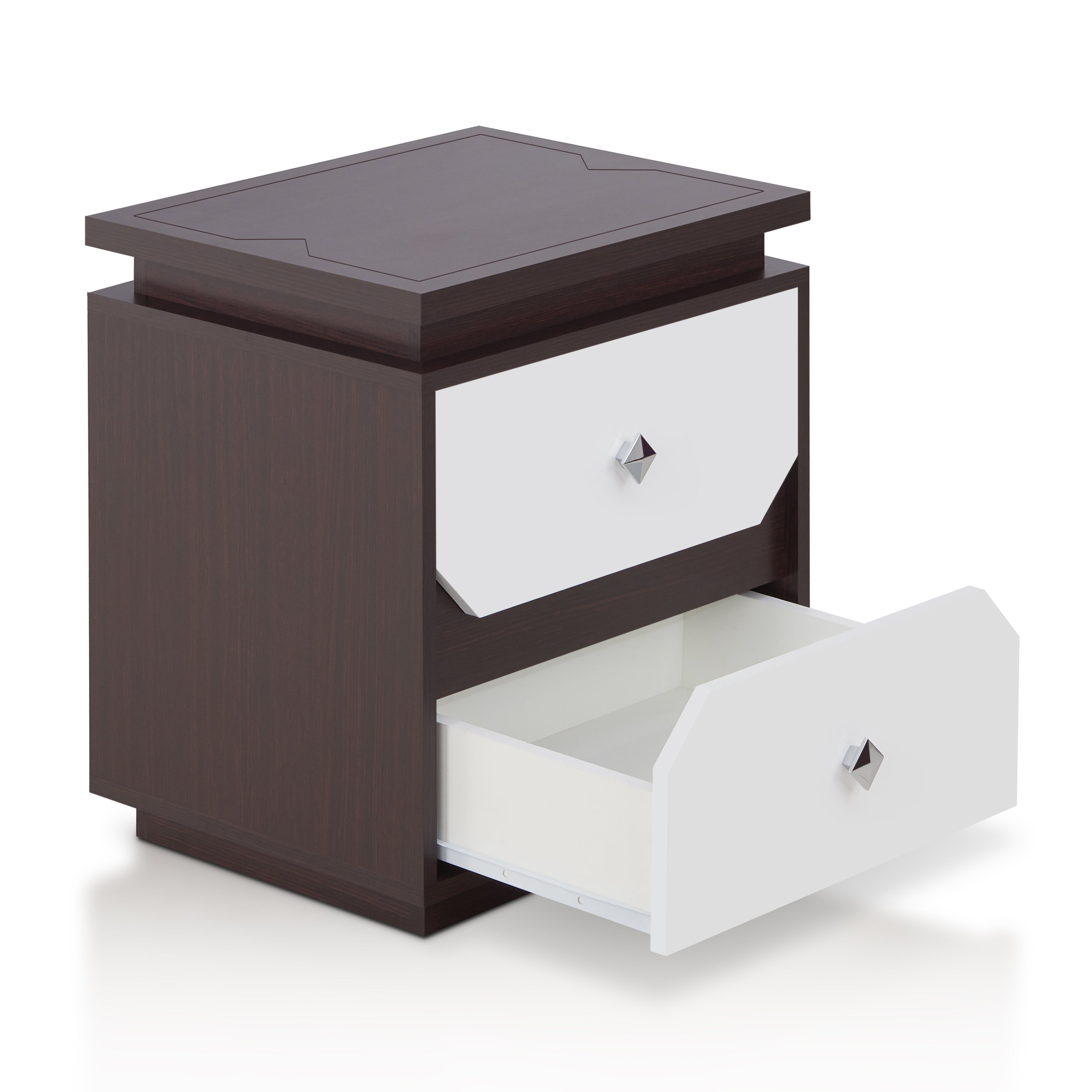 Terrance Contemporary Walnut/White End Table