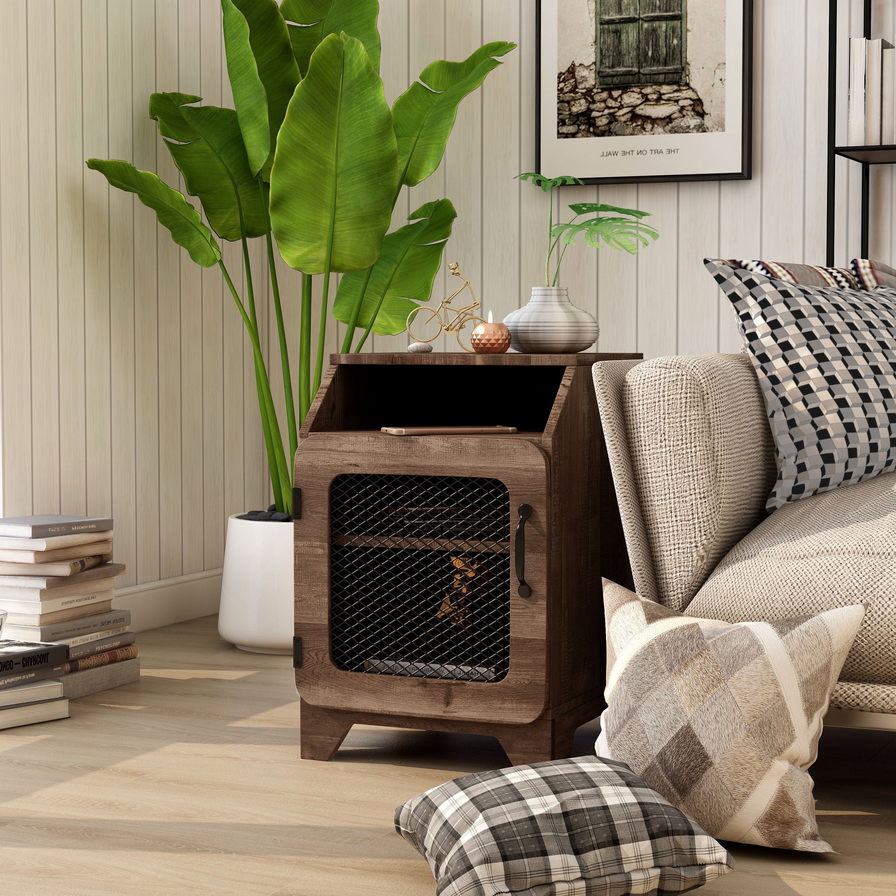 Maywood Park Rustic Reclaimed Oak 3-Shelf End Table