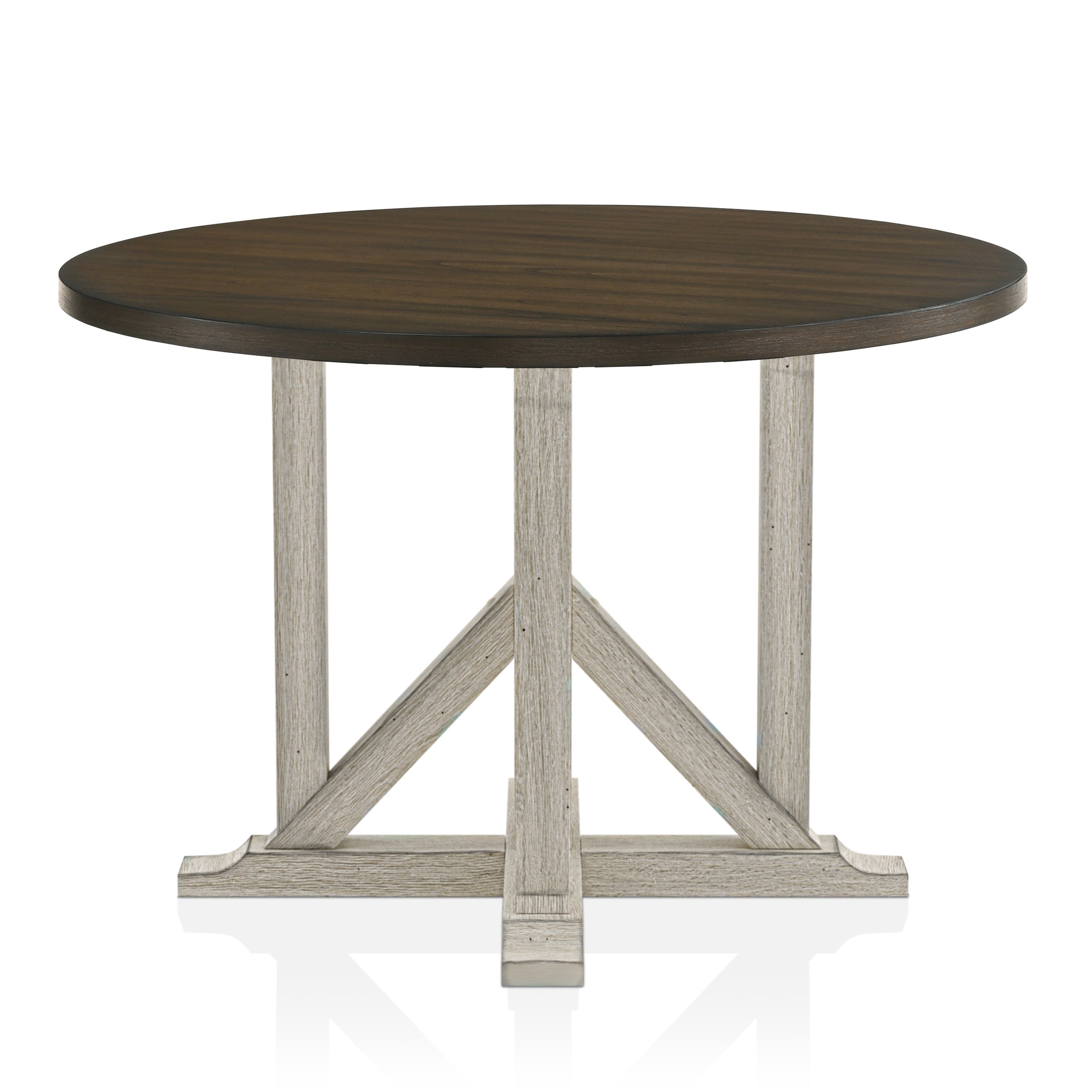 Hersden Rustic Dark Oak and Antique White 47-in Round Dining Table