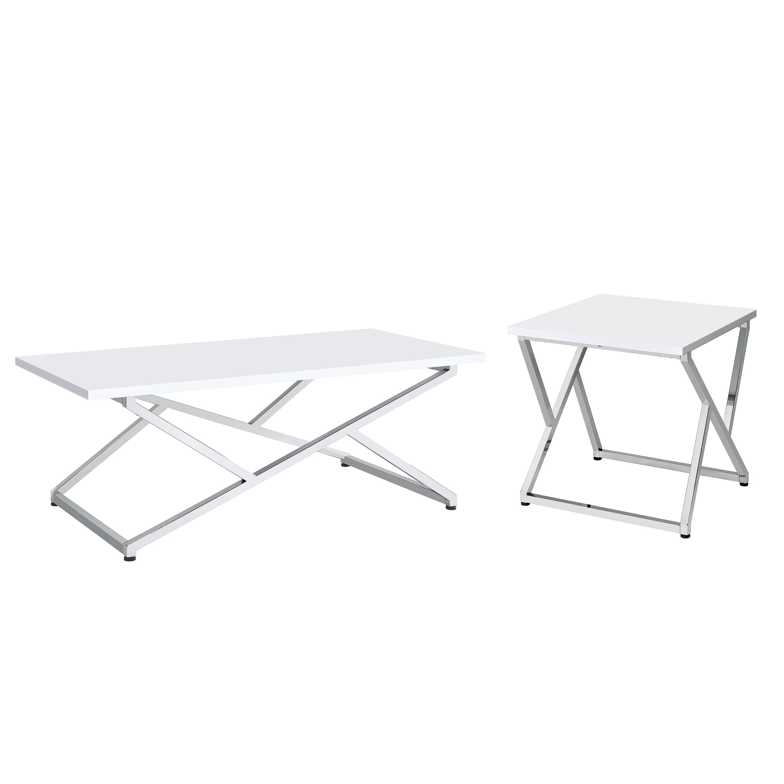 Lovelace Glam High Gloss White 2-Piece Coffee Table Set