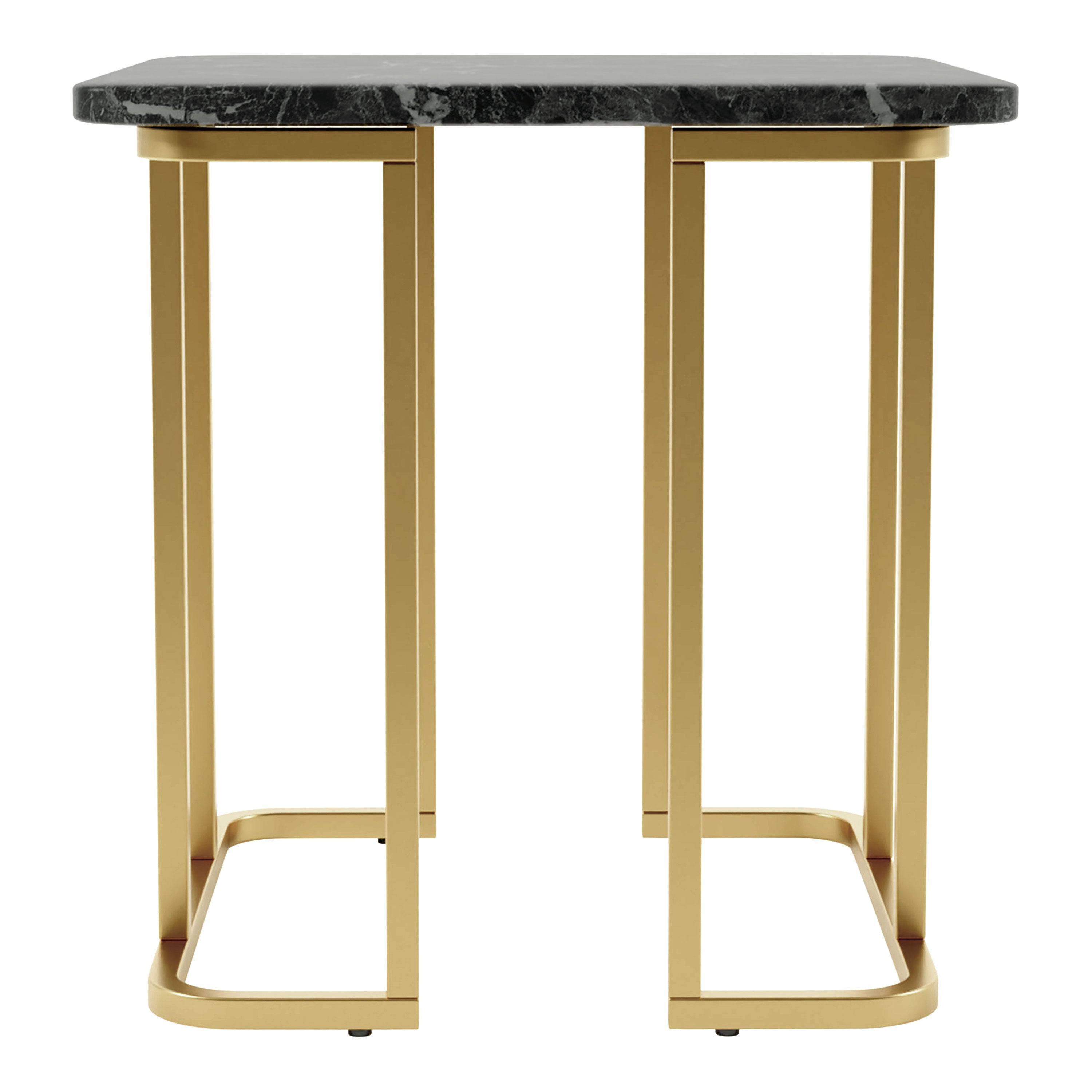 Crown Park Faux Black Marble and Gold Art Deco End Table