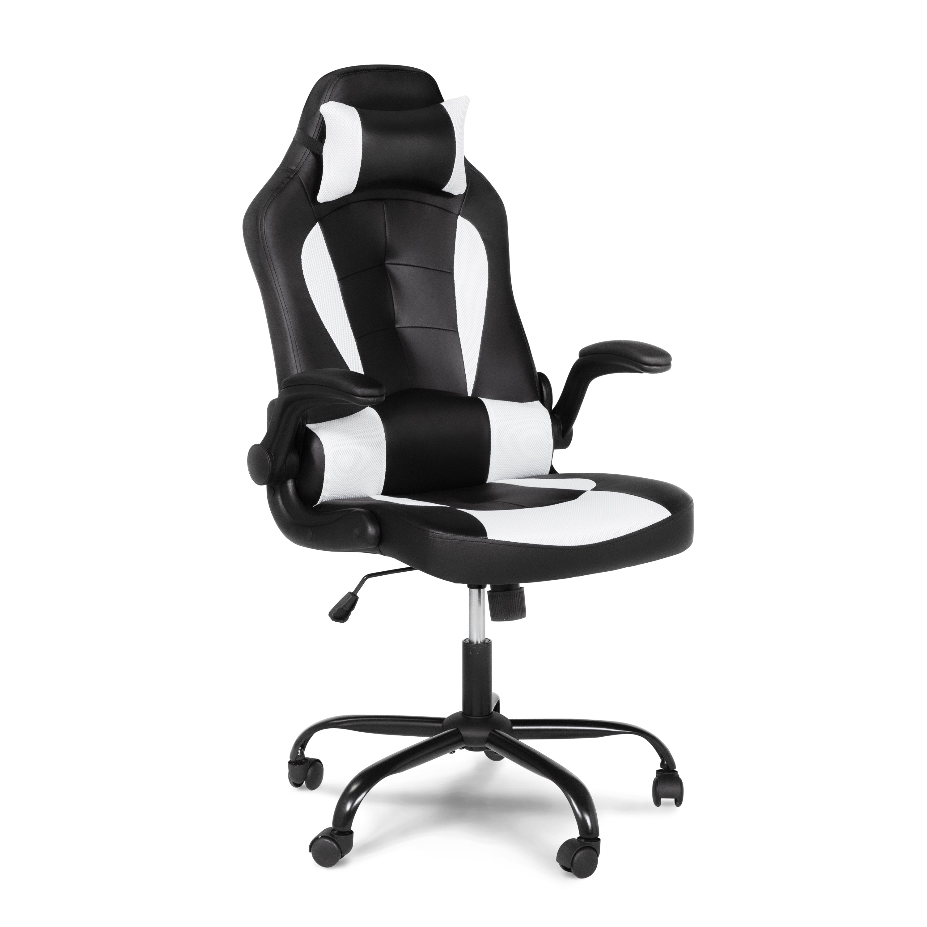 Zena Black and White Gaming Chair with Removable Pillow Headrest