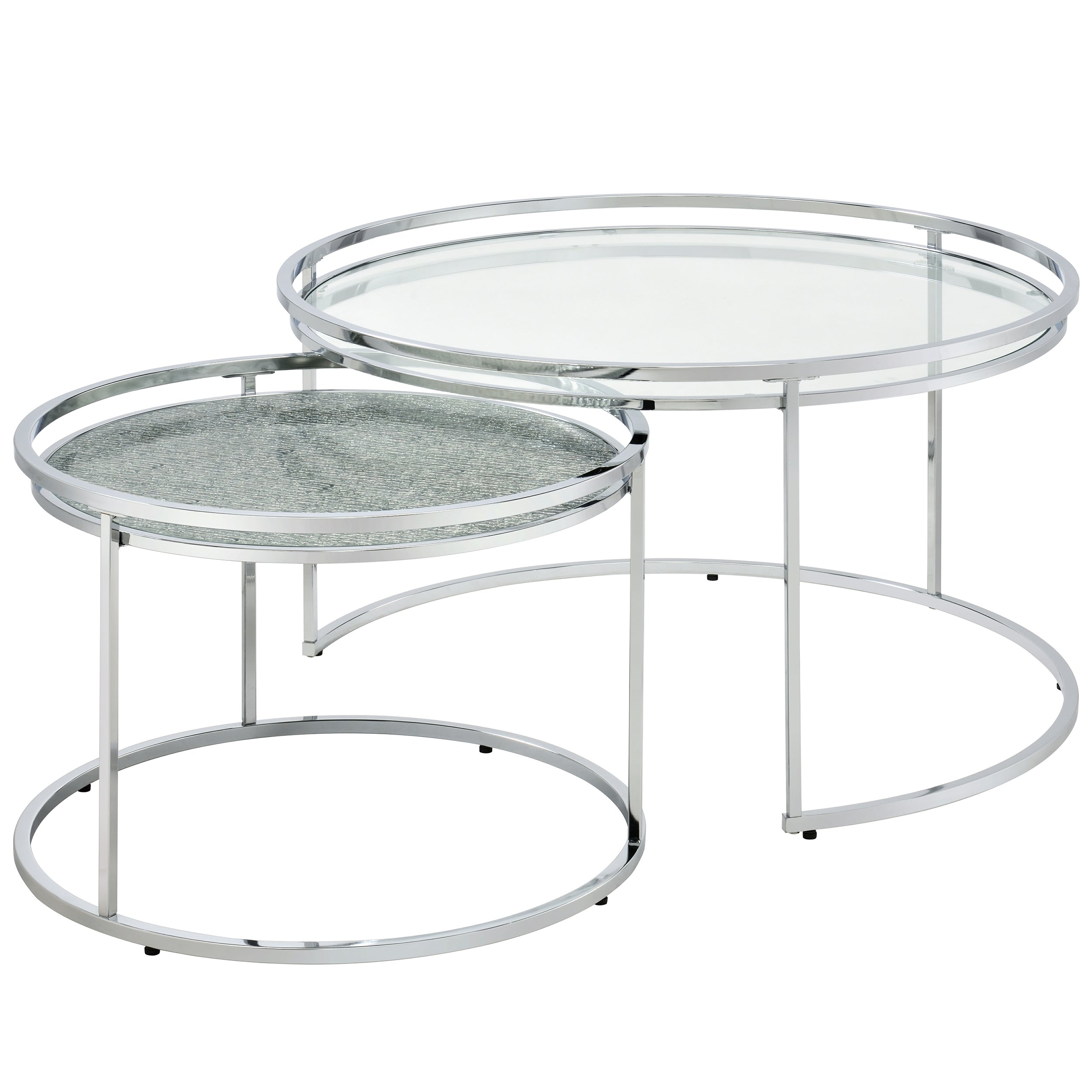 Newington Glam Chrome 2-Piece Waterfall Glass Nesting Tables Set