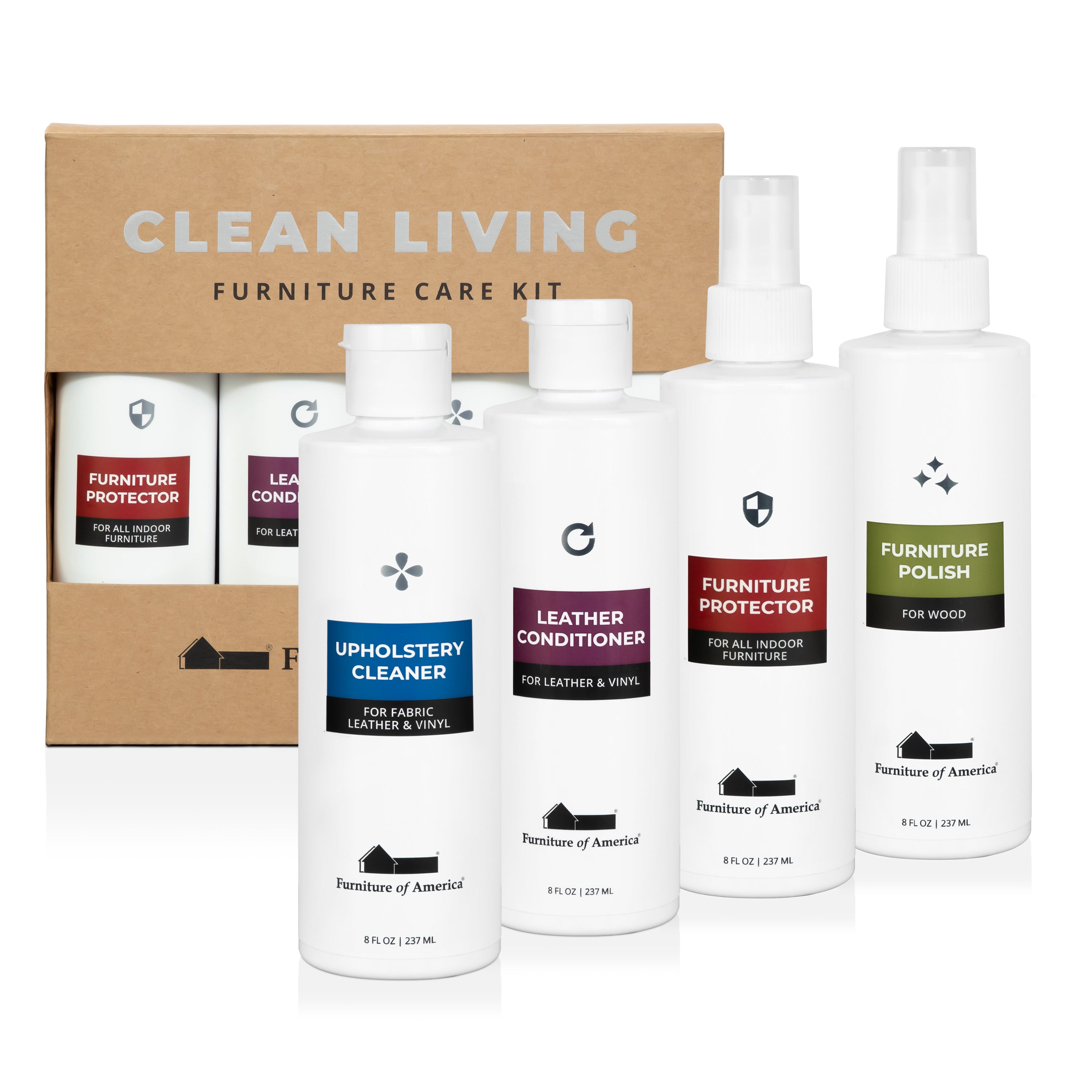 Clean Living 4-Solutions Furniture Care Kit (8oz. bottles)