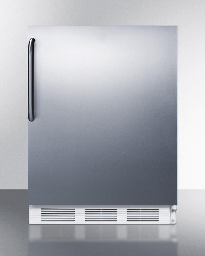 Summit CT66JBISSTB Built-In Undercounter Refrigerator-Freezer For General Purpose Use, With Dual Evaporator Cooling, Cycle Defrost, Ss Door, Towel Bar Handle And White Cabinet