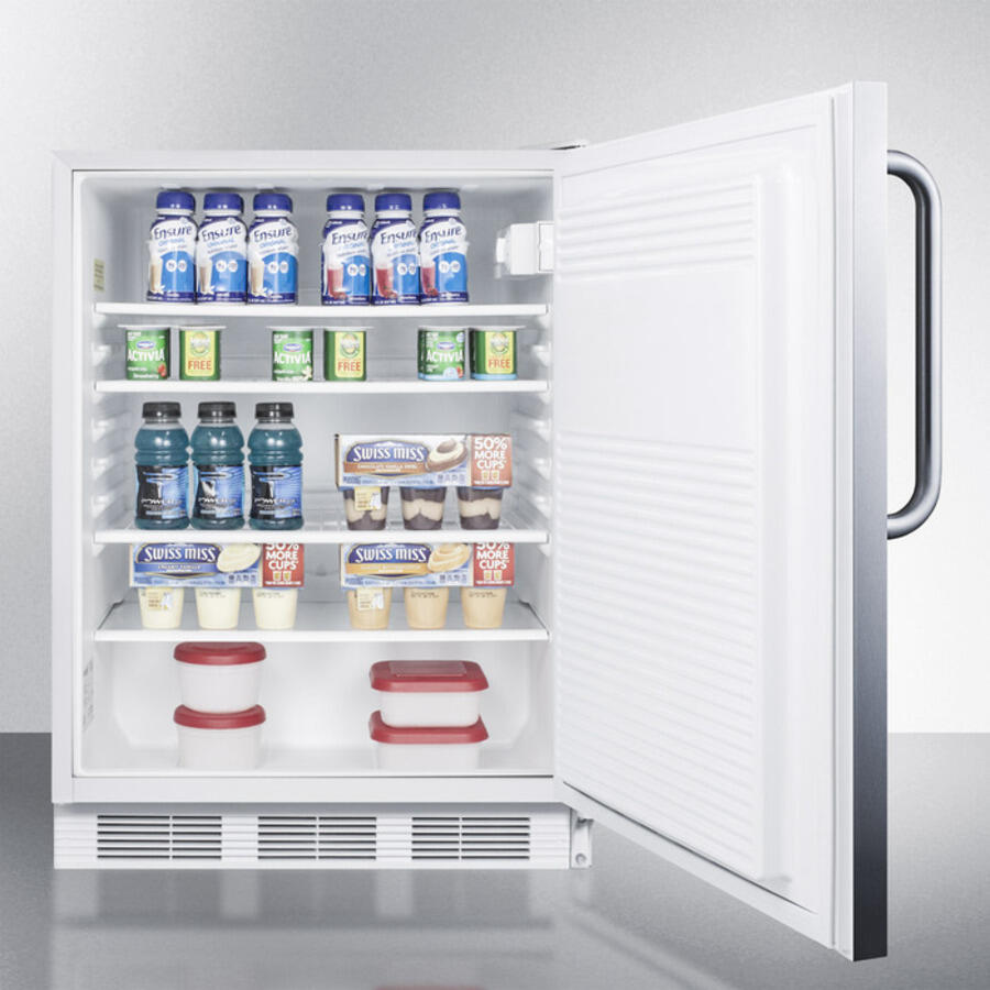 Summit AL750CSS Ada Compliant Built-In Undercounter All-Refrigerator For General Purpose Use, Auto Defrost W/Ss Wrapped Exterior And Towel Bar Handle