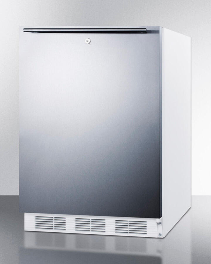 Summit CT66LBISSHHADA Built-In Undercounter Ada Compliant Refrigerator-Freezer For General Purpose Use, W/Dual Evaporator Cooling, Lock, Ss Door, Horizontal Handle, White Cabinet