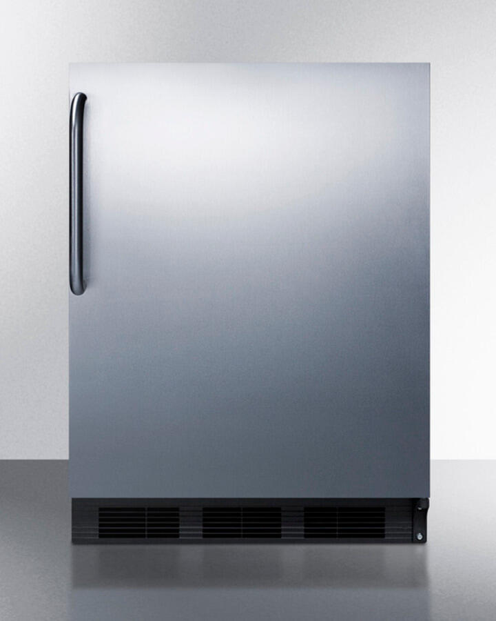 Summit AL652BSSTB Freestanding Ada Compliant Refrigerator-Freezer For General Purpose Use, W/Dual Evaporator Cooling, Cycle Defrost, Ss Door, Towel Bar Handle, Black Cabinet