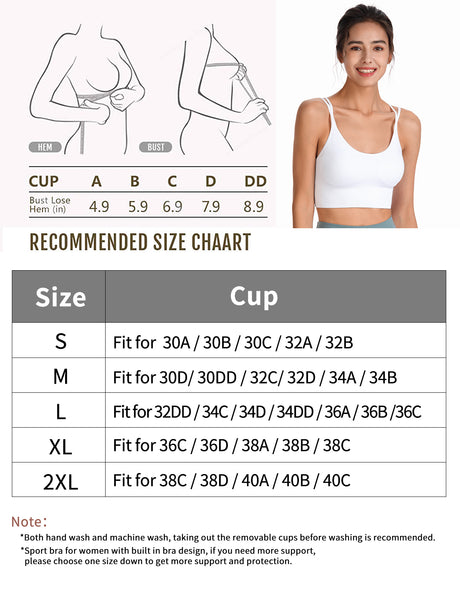 Size Chart Longline Sports Bras for Women Workout Fitness Running Shirts Yoga Tank Top | Gardenwed