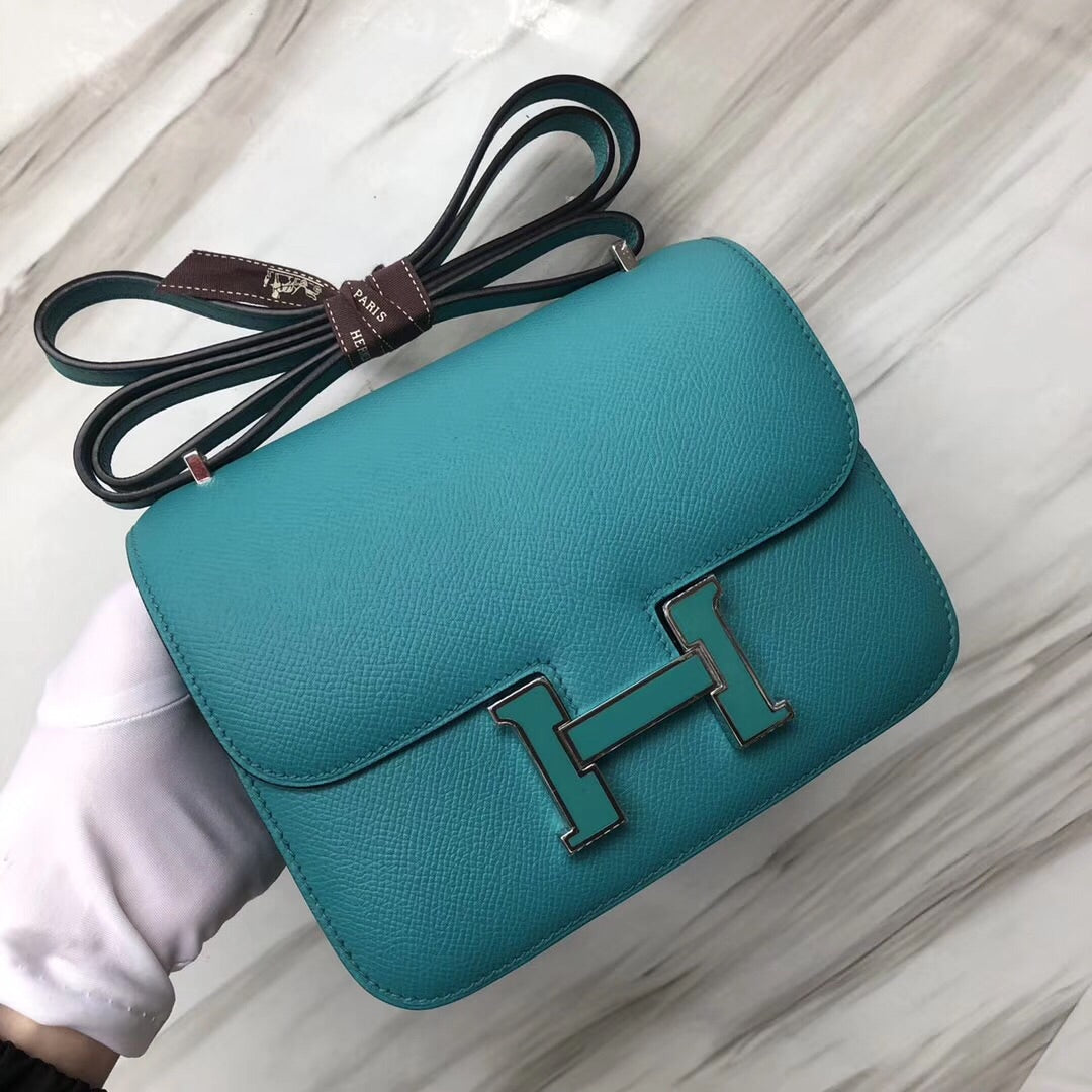 hermes constance price 19cm epsom 皮 7f孔雀蓝珐琅扣