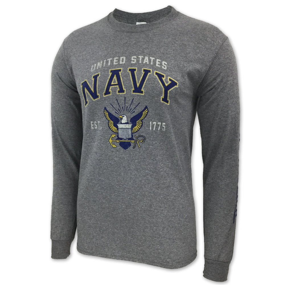 Navy Eagle Est. 1775 Long Sleeve T-Shirt (Grey)