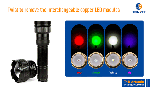 Kit de luces de caza con interruptor remoto inalámbrico Brinyte T18-4 con 4 bombillas Led IR940/IR850/azul/UV de repuesto