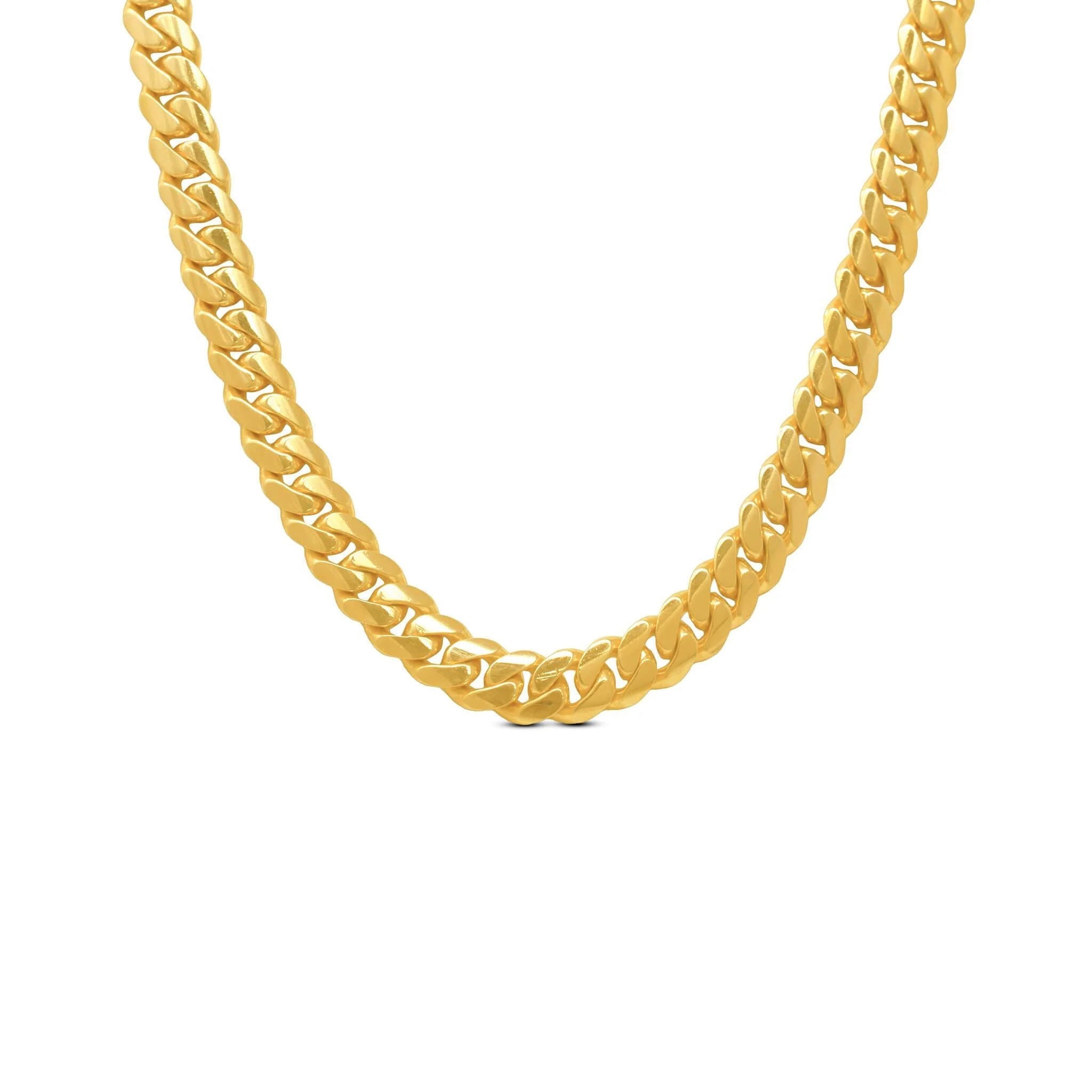10mm Miami Cuban Link Chain in 14K Solid Yellow Gold
