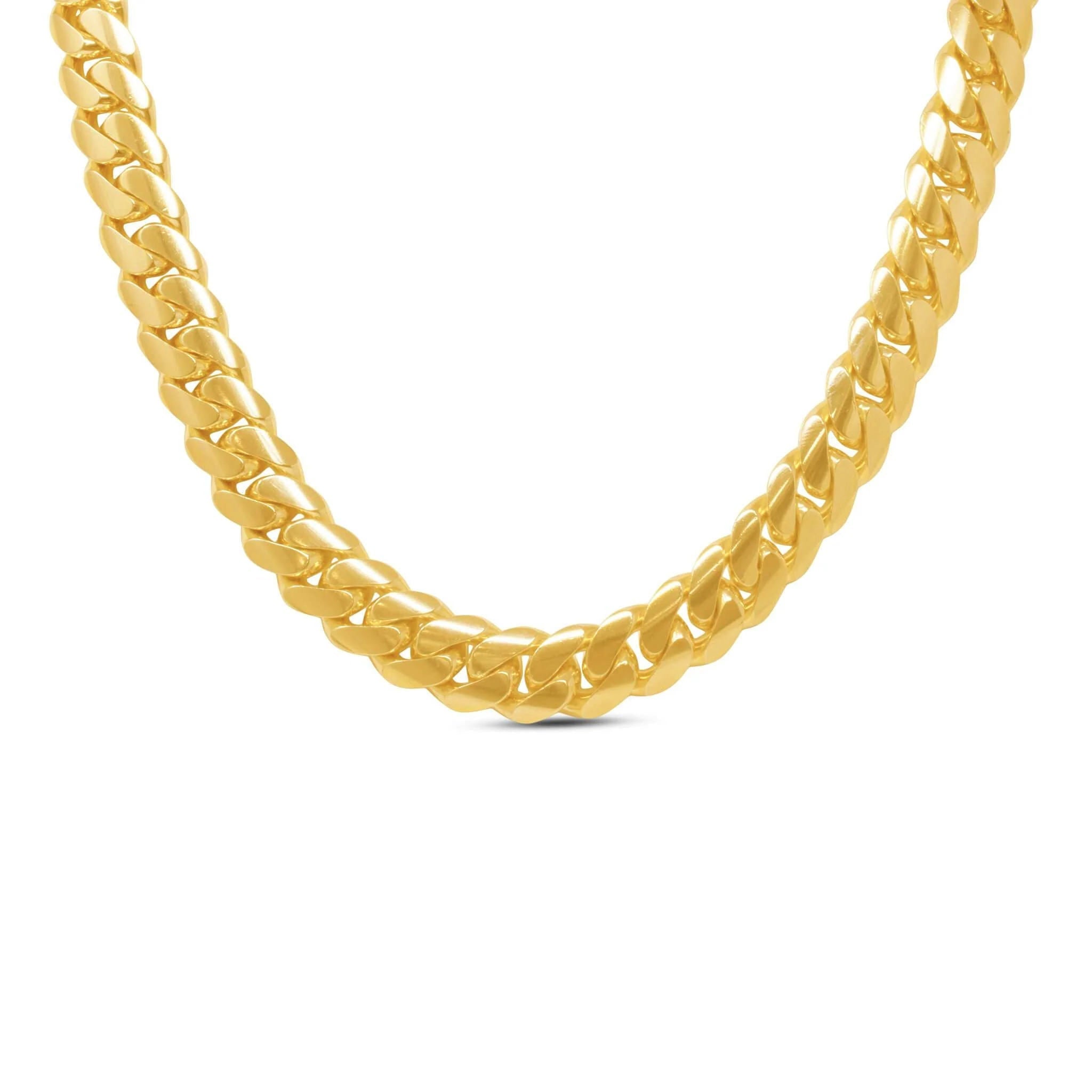10mm Miami Cuban Link Chain in 14K Solid Yellow Gold