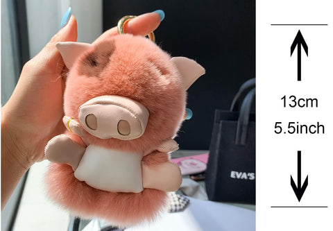 Fluffy Stuffed Pig Bag Charm