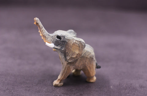 Handmade Carved Elephant Figurine