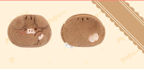 Cute Plush Zippered Pig Coin Purses