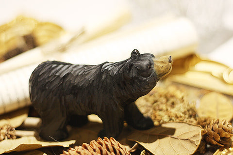 Handmade Carved Black Bear Figurine