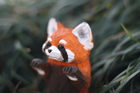 Handmade Carved Red Panda Figurine