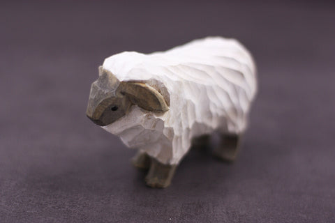 Handmade Carved Sheep Figurine