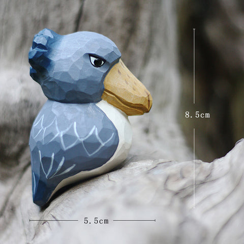 Handmade Carved Wooden Shoebill Bird Figurine
