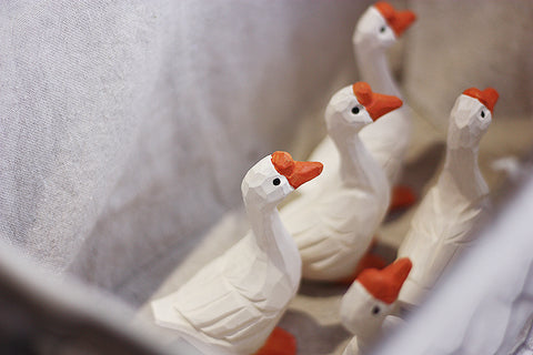 Handmade Carved Goose Figurine