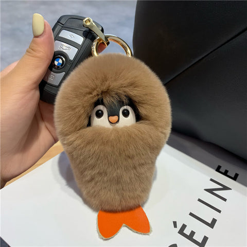 Fluffy Stuffed Penguin Bag Charm